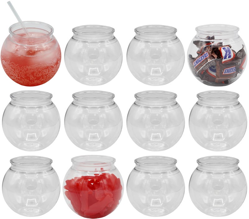 Creative HobbiesÂ® 16 oz Clear Plastic Fish Bowls - 4â€¯Inch (100â€¯mm) Shatterproof Ivy Bowls for Carnival Games, Drinks, Candy & More - Pack ofâ€¯12 - Image 1